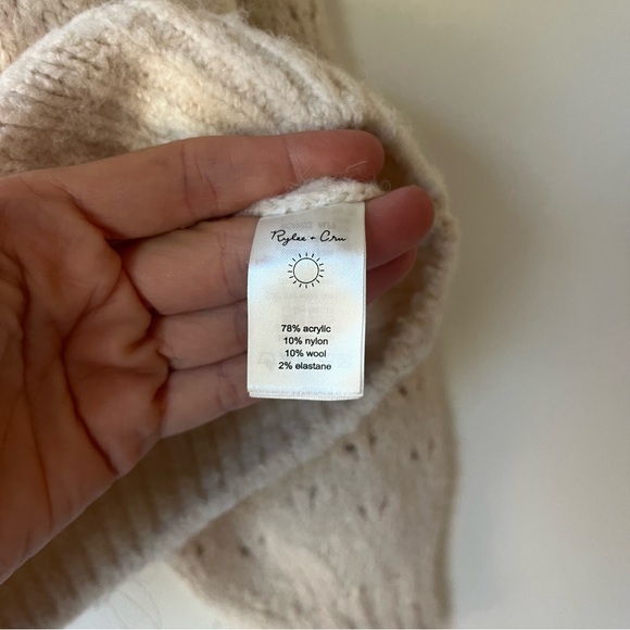 Rylee + Cru Girls Knit Cardigan Sweater 8-9Y Cream Button Front Wool Blend - Picture 4 of 11